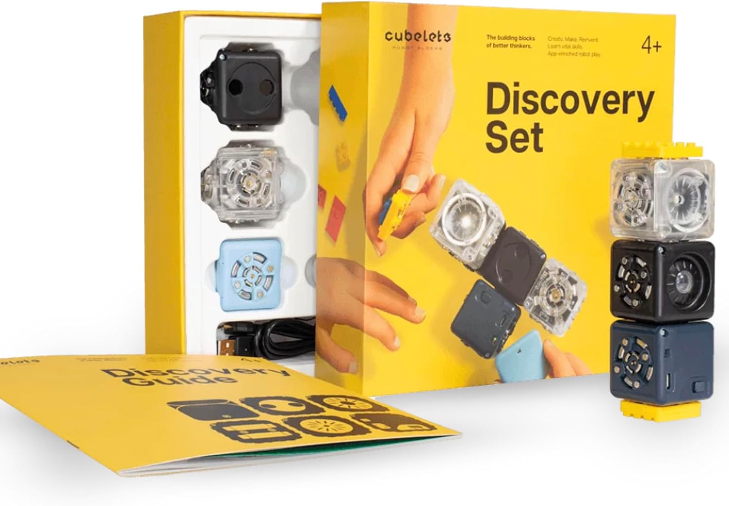 Modular Robotics Robot Blocks with 5 Robot Cubes - Discovery Set for Home Robotics Kit - STEM Kits for Teens & Kids Aged 4+ - Science Engineering Kits
