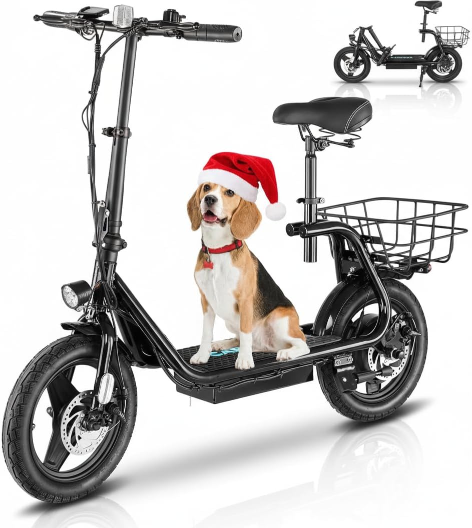 Caroma Electric Scooter with Seat for Adults, Max 30Miles Ranges&20Mph, 500/800/1200W Motor, 14/20