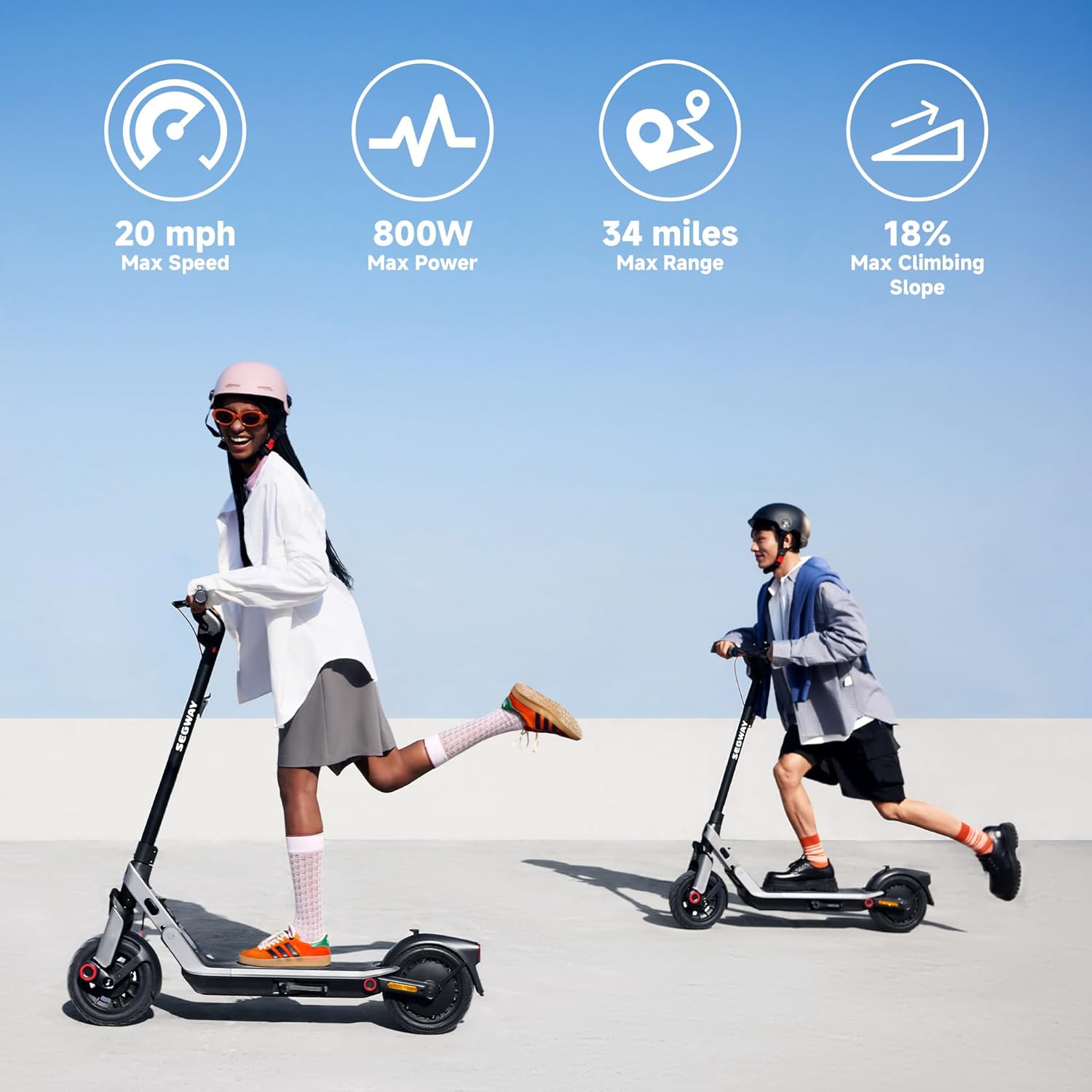 Segway Ninebot E2 Plus II/E2 Pro/E3 Pro Electric Scooter, 15.5–20 MPH, Long Range, Dual Elastomer Suspension (E3 Pro only), Foldable Adult Scooter, UL 2272 & 2271 Certified