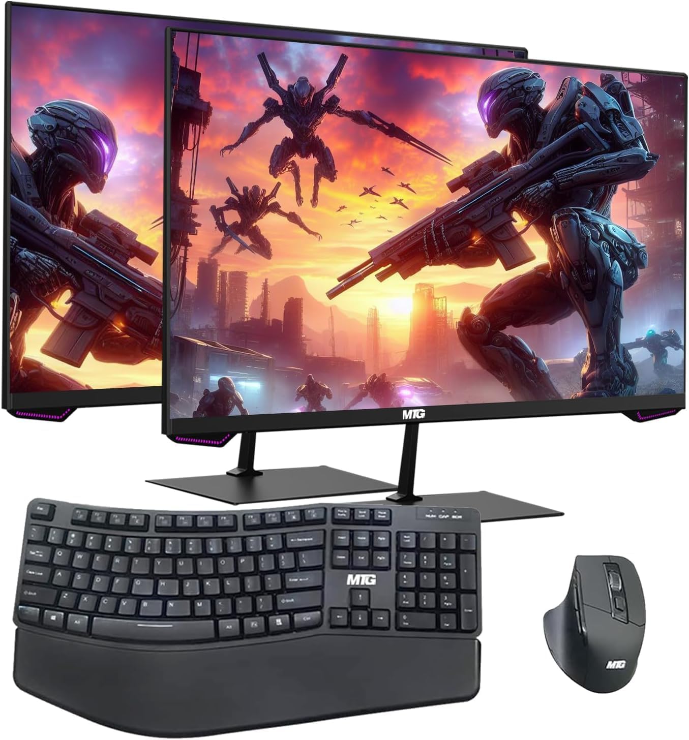 TechMagnet All in one Desktop Computer,Cheetah 6,Intel Core i5 6th Gen,8GB DDR3,120GB SSD,Dual 27 inch Monitor,MTG Wireless Ergonomic Keyboard Mouse,USB Wi-Fi,Windows 11(Renewed)