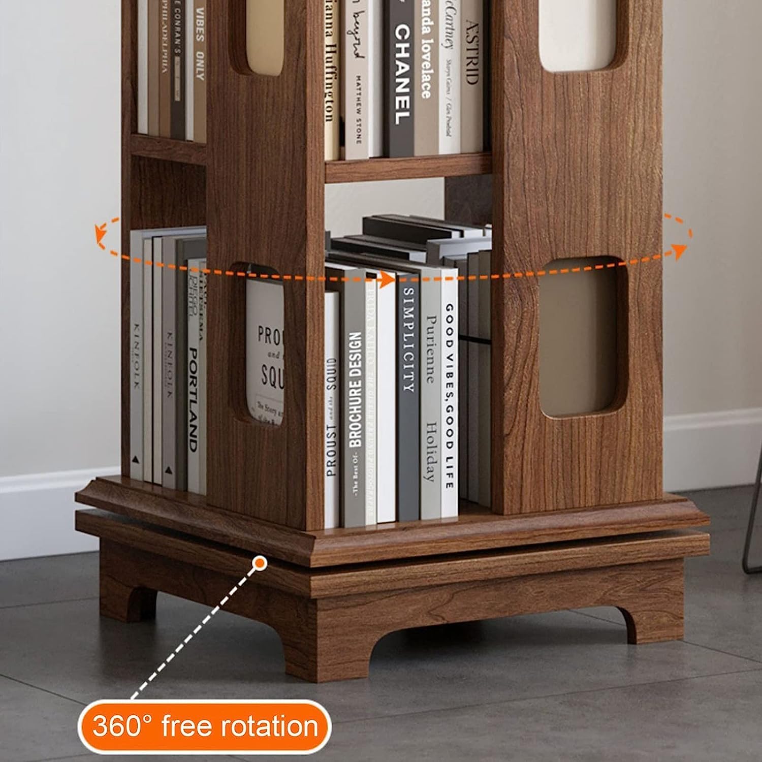 SAAKO Premium Bookshelf 4 Tiers 360° Rotating Bookshelf Creative and Unique Bookcase Living Room Bedroom Home Office Rack Bookcase