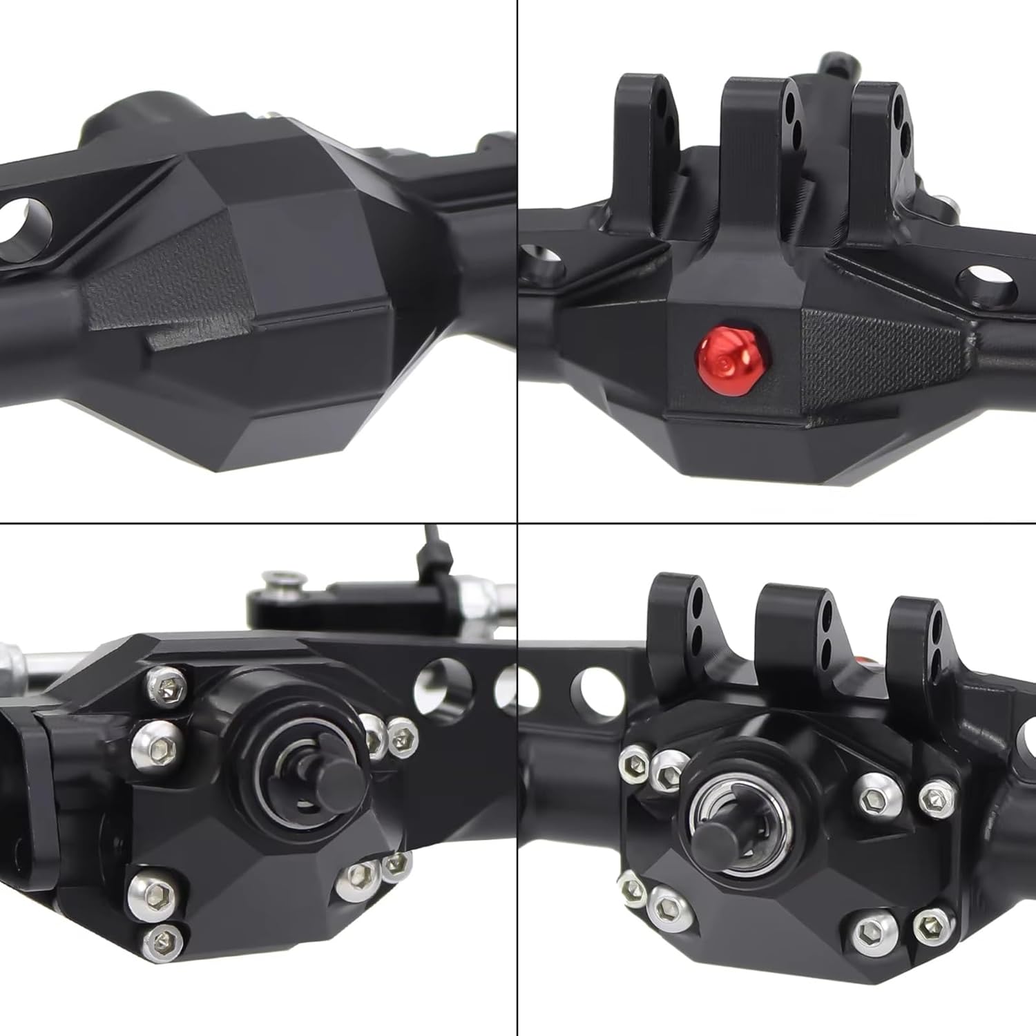 RC Car Parts Compatible with Vanquish VS4-10 for Phoenix 1/10 RC Crawler Car Upgrade Parts Aluminum Front Rear Portal Axle Complete Set(Black,1set)