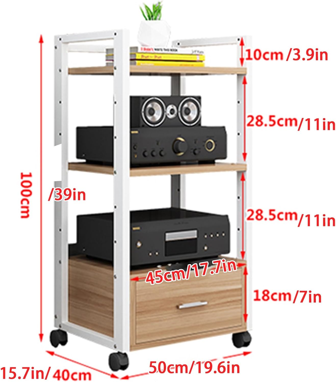 KUKIXKK with Wheels Audio-Video Media Stand Design