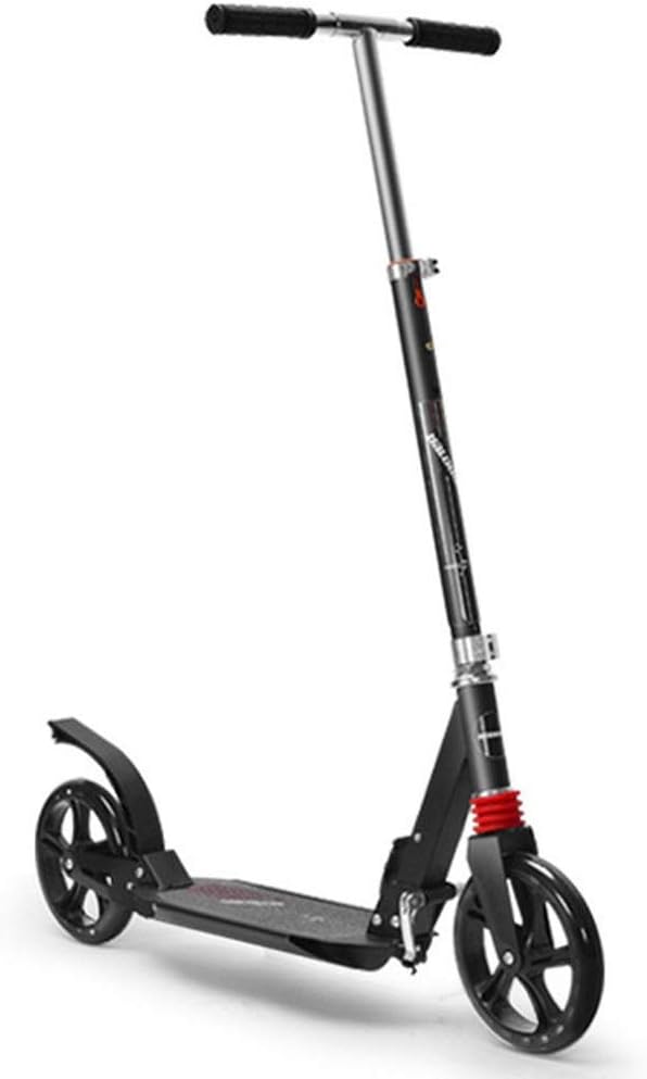 Two Wheels Folding Kick Scooter for Adults Kids Portable Foot Scooter Height Adjustable Aluminum Alloy Disc Brake PU Wheels (Color : B Size : Disc Brake White) (A Foot Brake White)