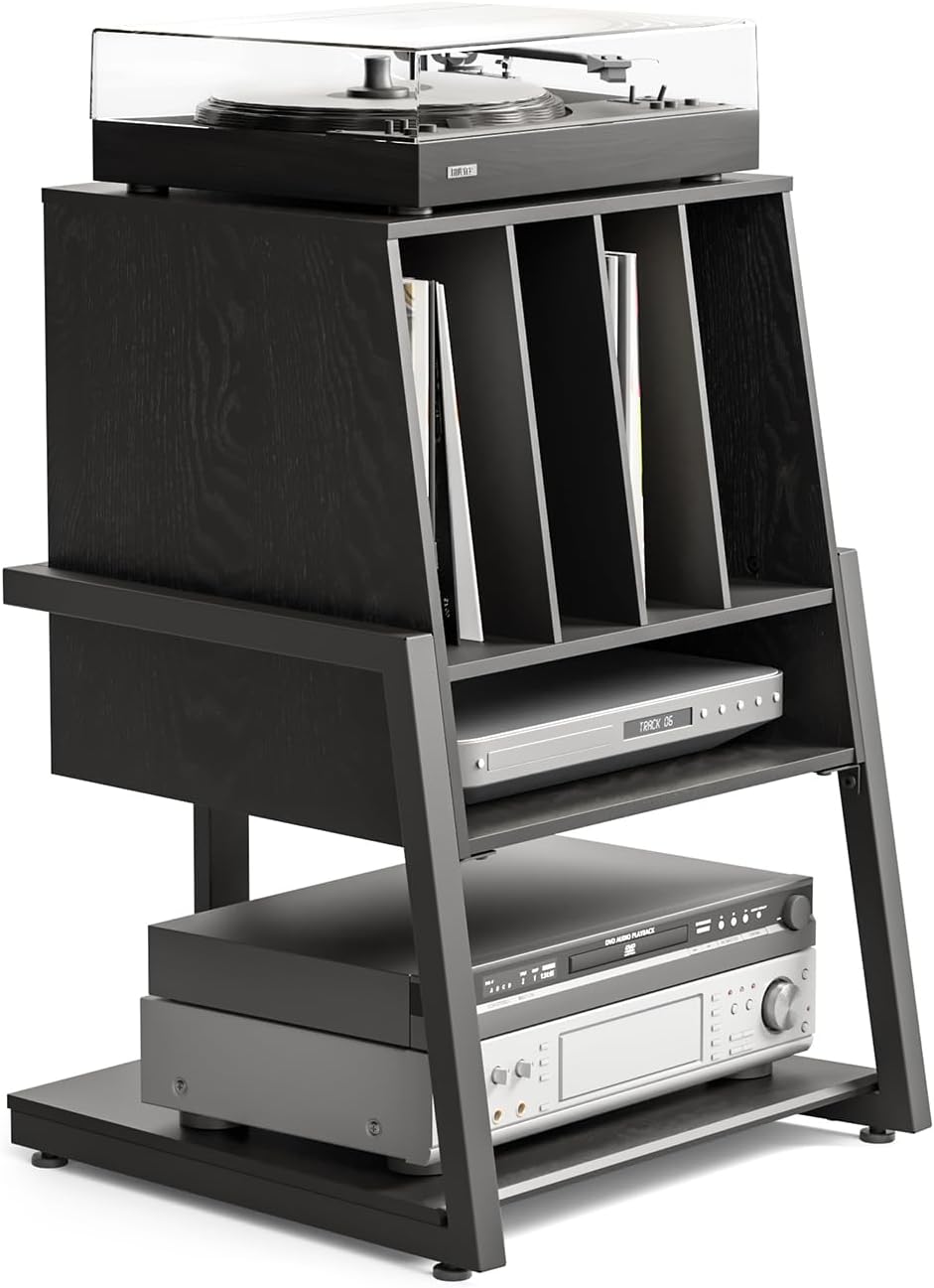FITUEYES Design Record Player Stand with Vinyl Record Storage