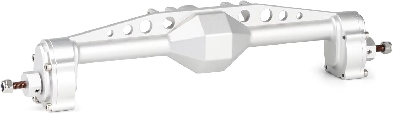 RC Car Front Rear Axle Compatible with Axial for Capra for SCX10 III RC Car Cheater Rigs Aluminum Offset Portal Axle with Servo Mount Upgrade Parts(Silver,Front and Rear)
