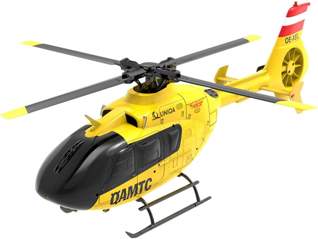 YU Xiang F06 RC Helicopter for Adults, EC-135 1:36 Scale 6CH Brushless Direct Drive, 3D/6G Flight Modes No Tail Rotor Design, Gift for Adults (RTF Version/Yellow)