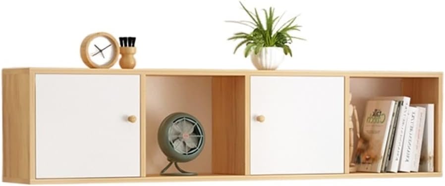 HIHELO Book Case Bookshelf with Door Wall Shelf Wall Cabinet Wall-Mounted Wall Storage Decoration Living Room Bedroom Partition Bookcase Bookshelves ( Color : 1 , Size : L )