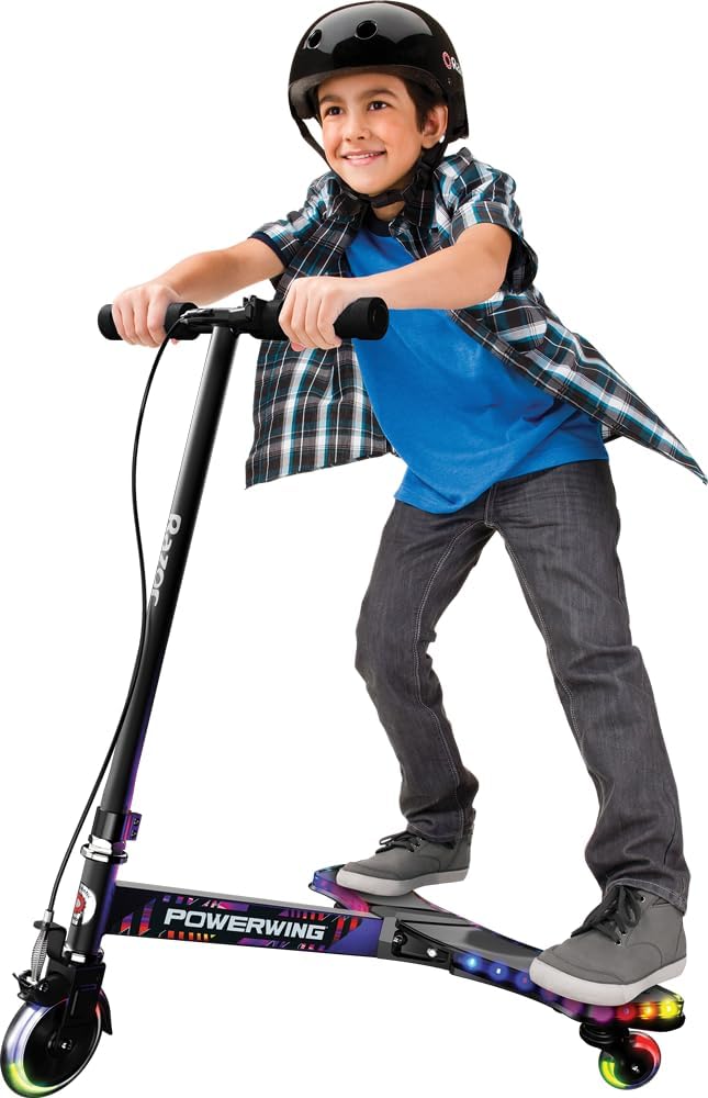 Razor PowerWing Caster Scooter – LED Light-Up Caster Scooter for Kids Aged 6+