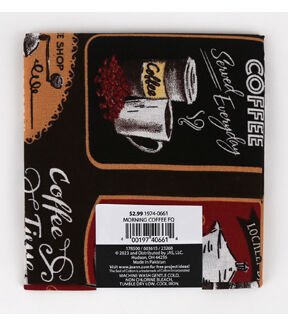 18 x 20 Morning Coffee Novelty Cotton Fabric Quarter 1pc