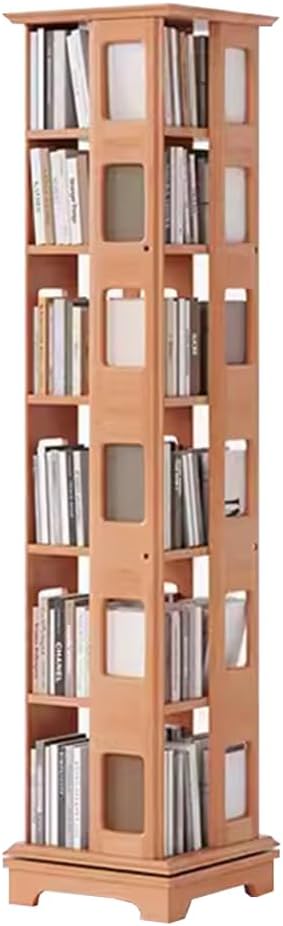 Solid Wood Spinning Bookshelf,360° Rotating Bookshelf,Standing Bookshelf Storage Shelf,Thickened Double Layer Base Corner Bookcase,Bookshelf Tower,Organisers for Small Spaces