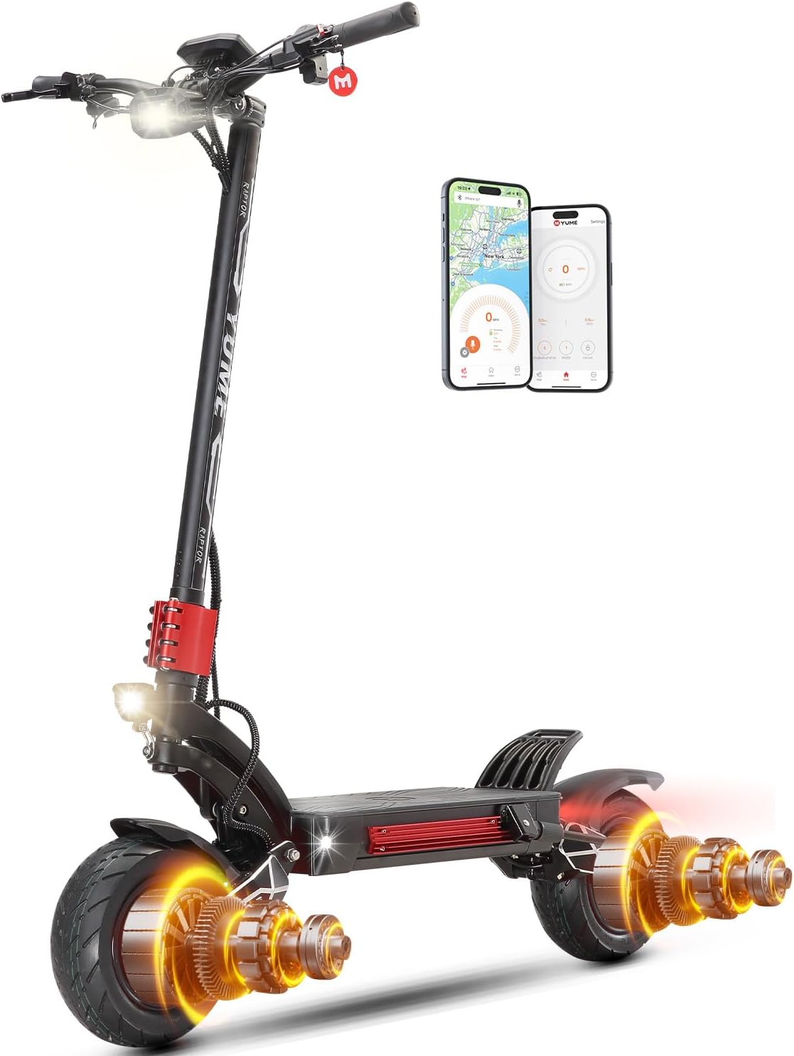 M YUME SCOOTER Raptor 6000W Motor Scooter, 50MPH 56/60 Miles 60V 27/30AH Electric Scooter for Adults, 11