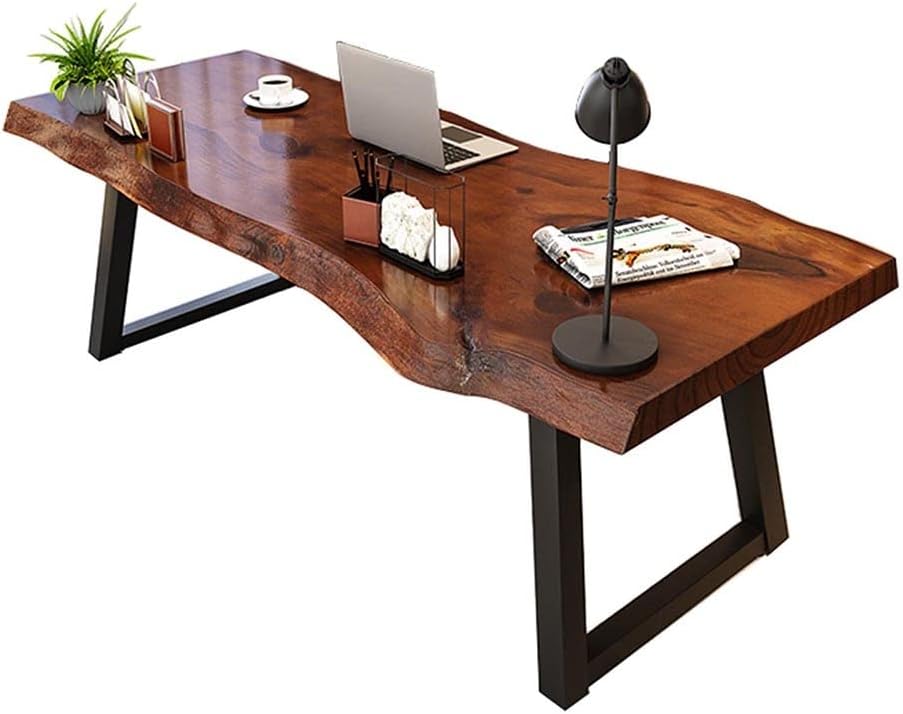 Computer Desk Solid Wood Desk Computer Desk Workstation, Irregular Edge Home Office Notebook Writing Desk, Desktop Thickness of 5cm, Sturdy Easy to Assemble (OneColor 200x(6575) x75cm)