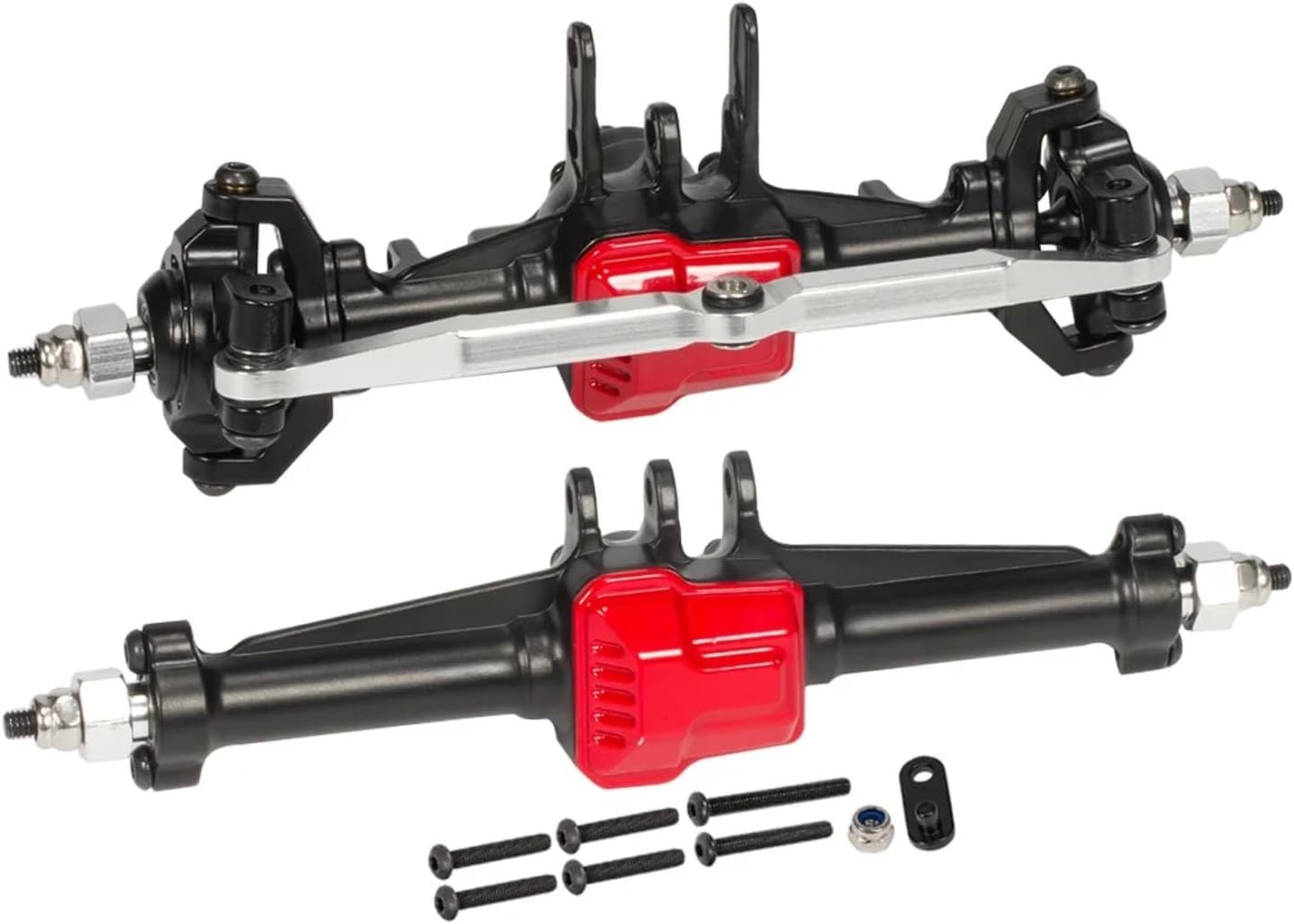 RC Car Upgrade Parts for TRX4M for Defender for Bronco 1/18 RC Crawler Car Metal Front and Rear Axles Set Chassis Upgrade Parts(Black)