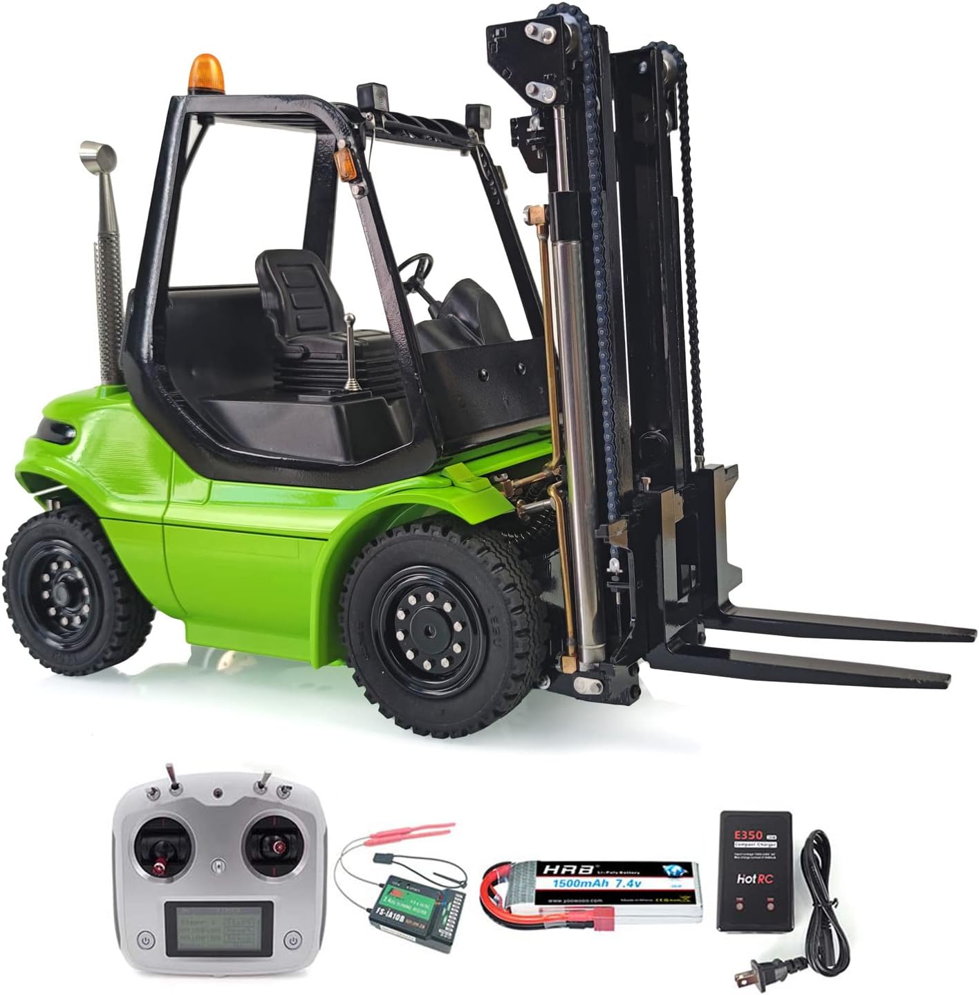 LESU 1/14 RC Hydraulic Forklift Transfer Car RTR Model ESC Motor Servo Light Sound I6S Radio Controller Green