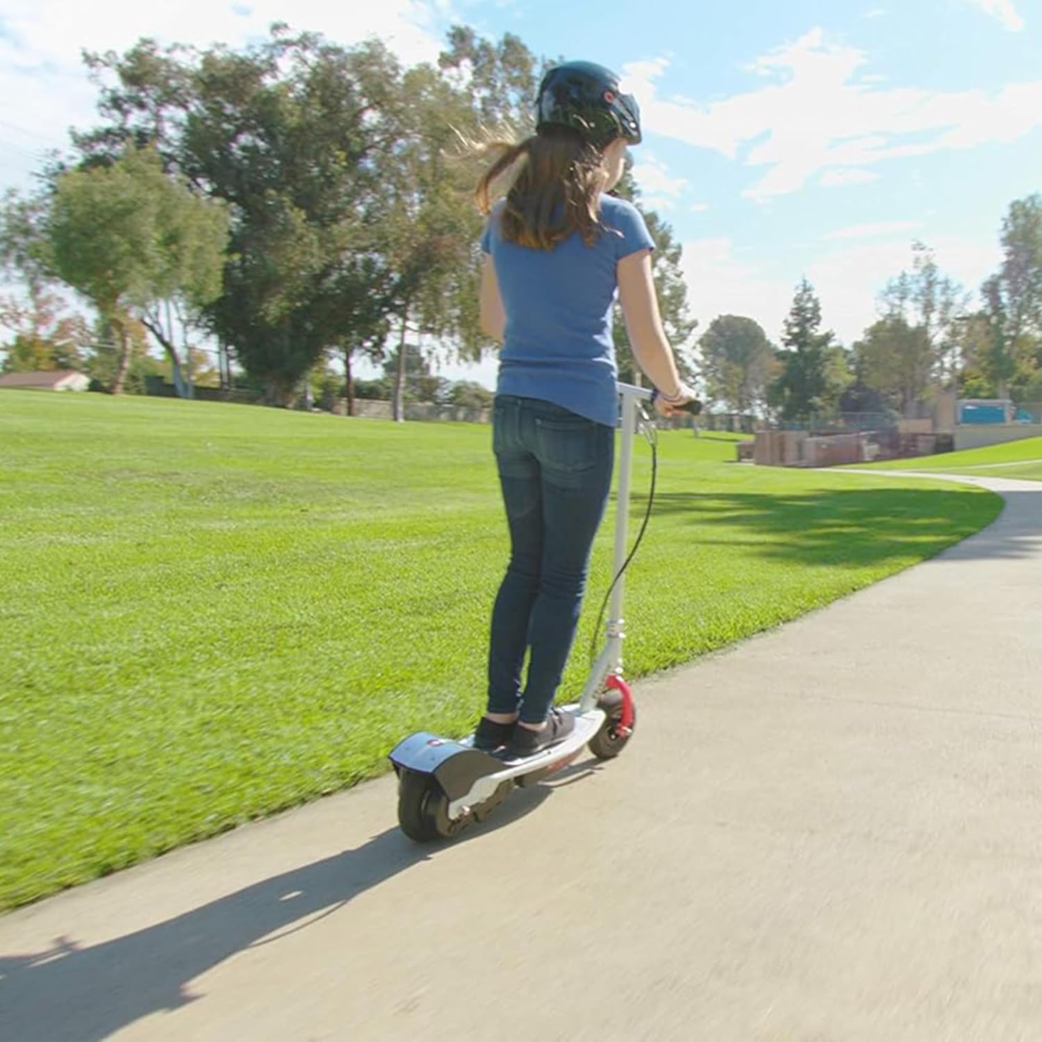 Razor Seated Electric Scooter for Ages 13+, 40-Min Ride Time, Twist-Grip Throttle, Pneumatic Tires, Removable Padded Seat