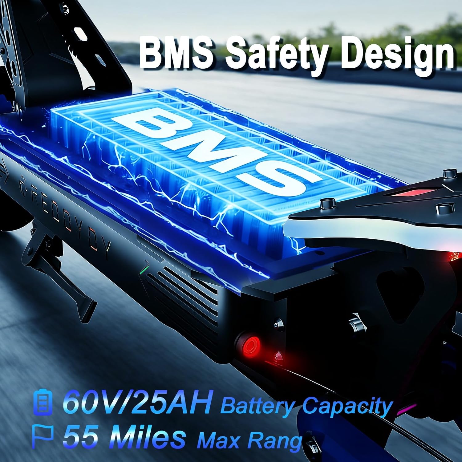 YING LU 5000W Dual Motor Off-Road Electric Scooter for Adults, 50MPH All-Terrain Electric Scooter, Foldable Design with Adjustable Handlebars, 60V 25AH Long-Range