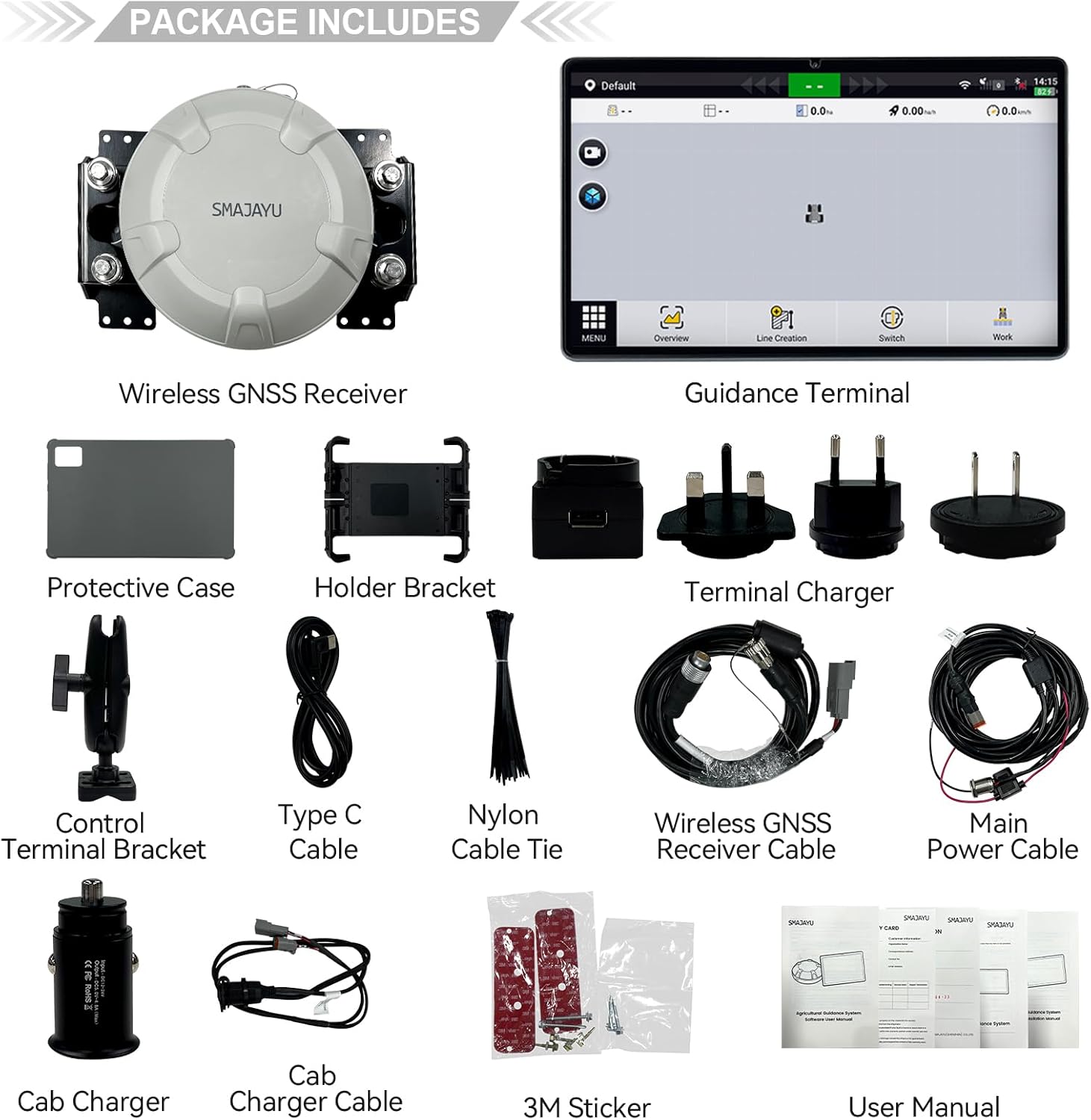 SMA10 Tractor GPS Guidance System for Agriculture, Precision Farming Navigation System with PPP and SBAS, 10cm Accuracy by PPP, 2.5cm by RTK High Accuracy Anti-Interference GNSS Antenna
