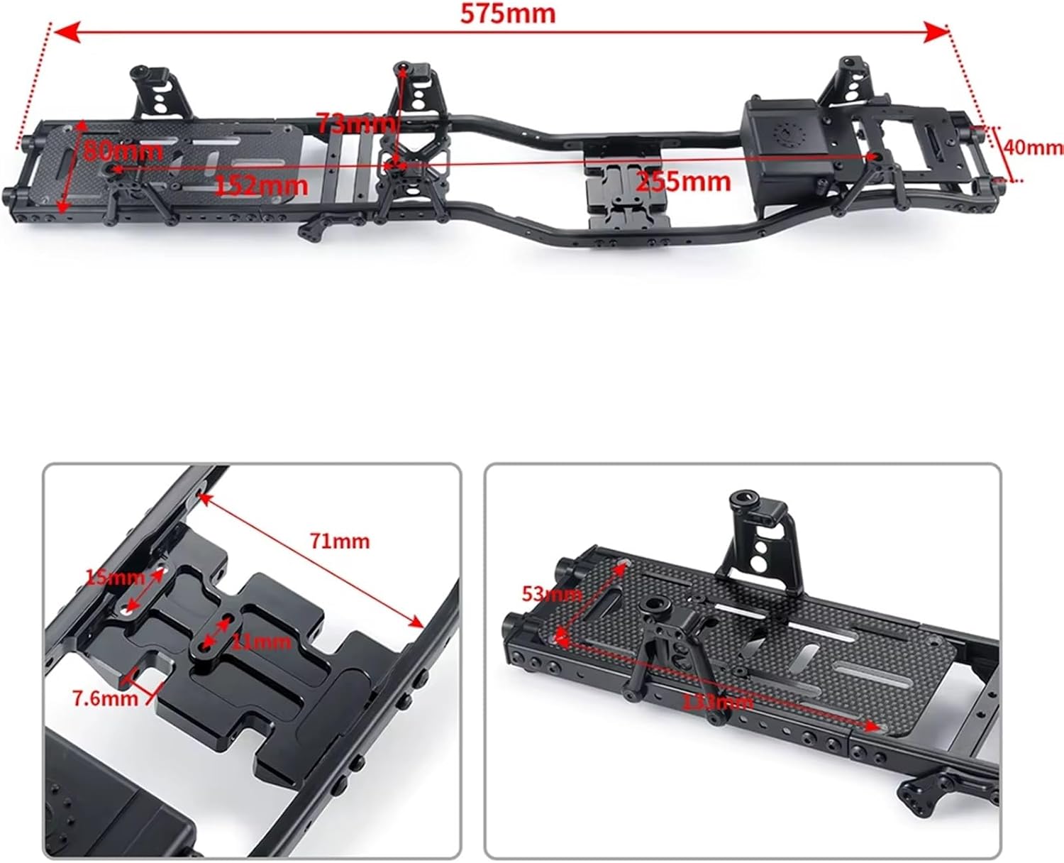 Compatible with Axial for SCX10 II 90046 90047 90027 90028 1/10 RC Crawler Car Upgrade Parts Metal for Chassis Frame Kit 6x6 RC Car Part Accessories