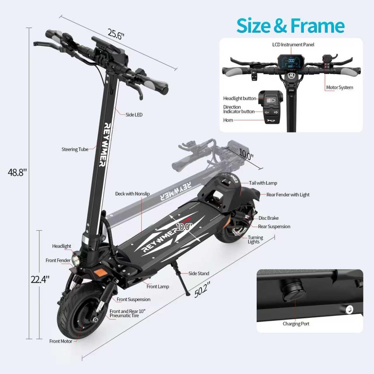 5600W Peak! Electric Scooter: 50MPH Top Speed & Long Range, 60V Dual Motor Off-Road Monster with 10