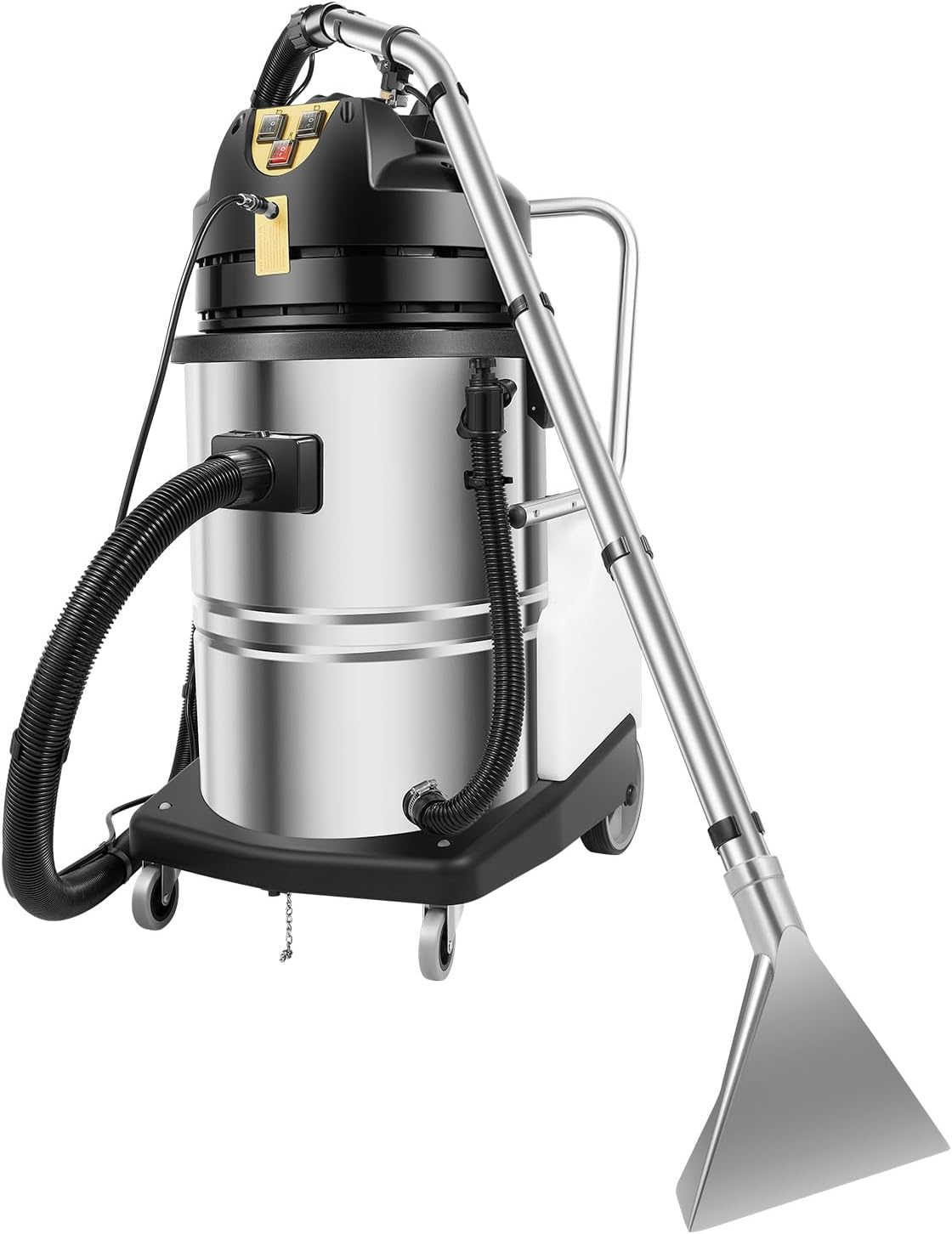 Carpet Cleaner Machine, 3 in 1 Portable Wet Dry Sofa Curtain Fabric Dust Cleaner,60L Commercial Floor Cleaning Machines with Long Flat/Dry/Water Vacuum Head and Round Brush