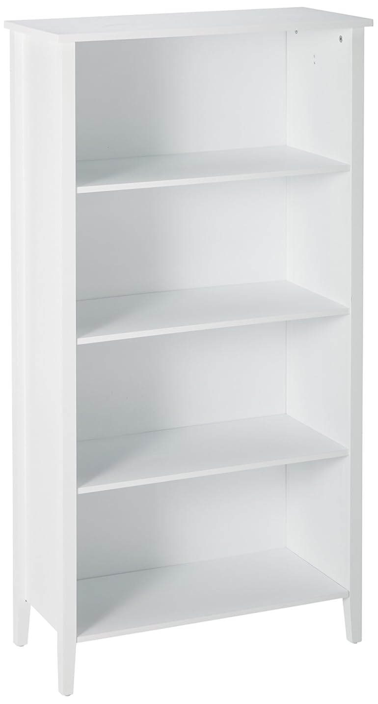 Kings Brand Furniture White Finish Wood 4-Shelf Bookcase