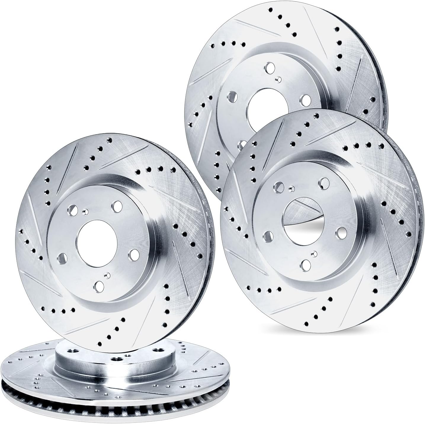 R1 Concepts Front and Rear Brake Rotors For 2012-2021 Tesla S, 2016-2021 Tesla X| Drilled Slotted Disc Brake Rotors| Brakes and Rotors Brakes and Rotors