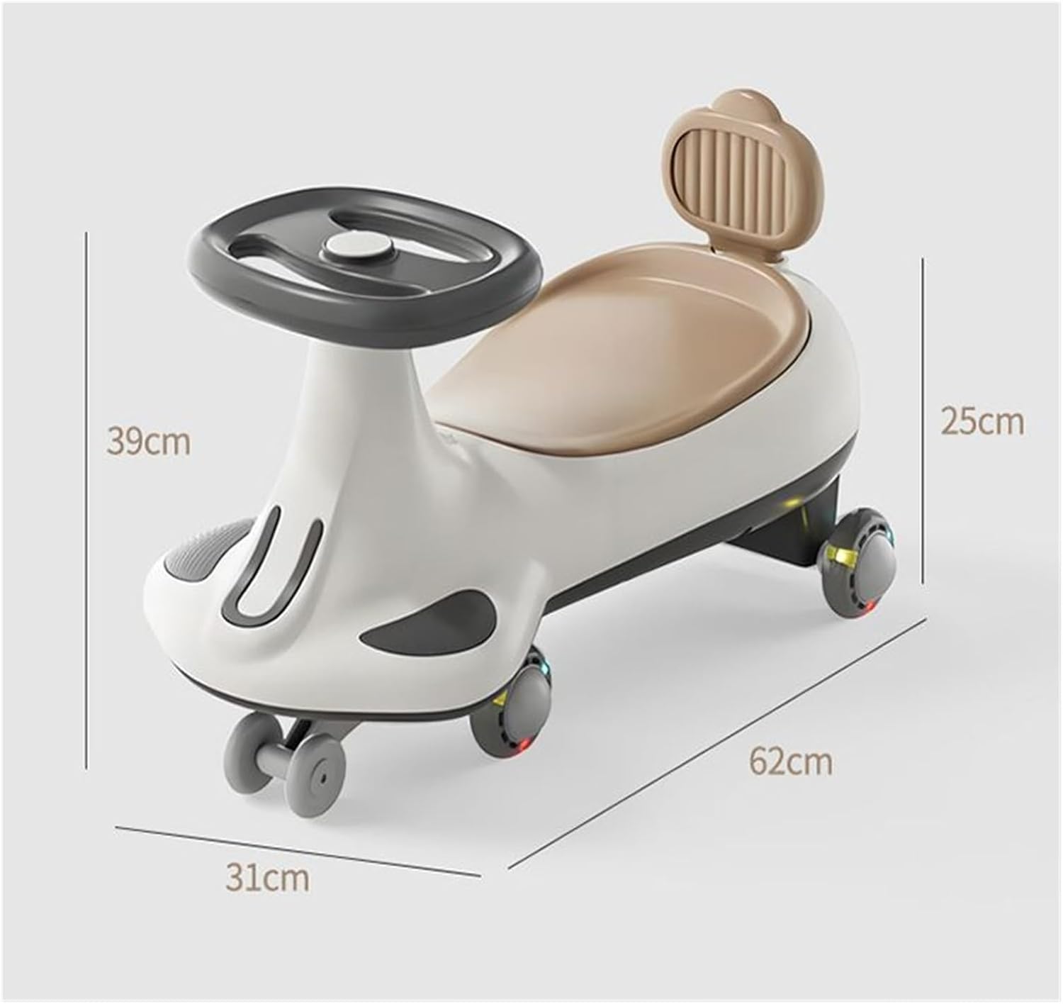 Swing Car Ride On Toy with Under Seat Storage Light-Emitting Wheel Anti-Rollover for Kids 3 Yrs and UP