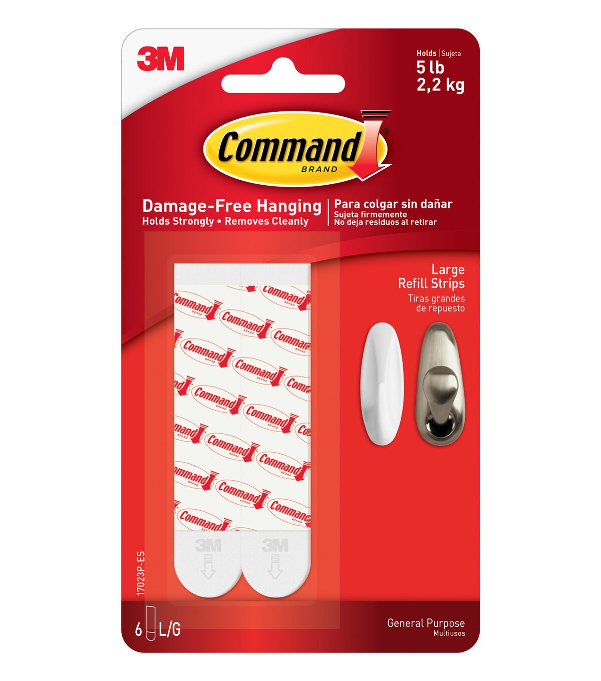 Command 6pk Large Mounting Adhesive Refill Strips