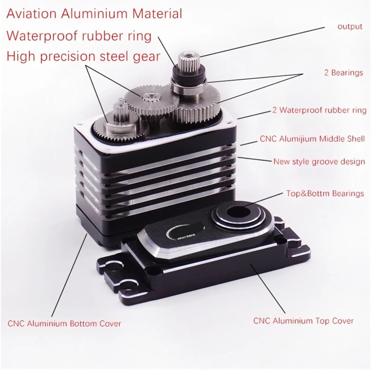 High Torque high Pressure 70KG 80KG servo Full Metal Gearbox Waterproof 1/5 1/6 Scale Model(Full Metal 80KG)