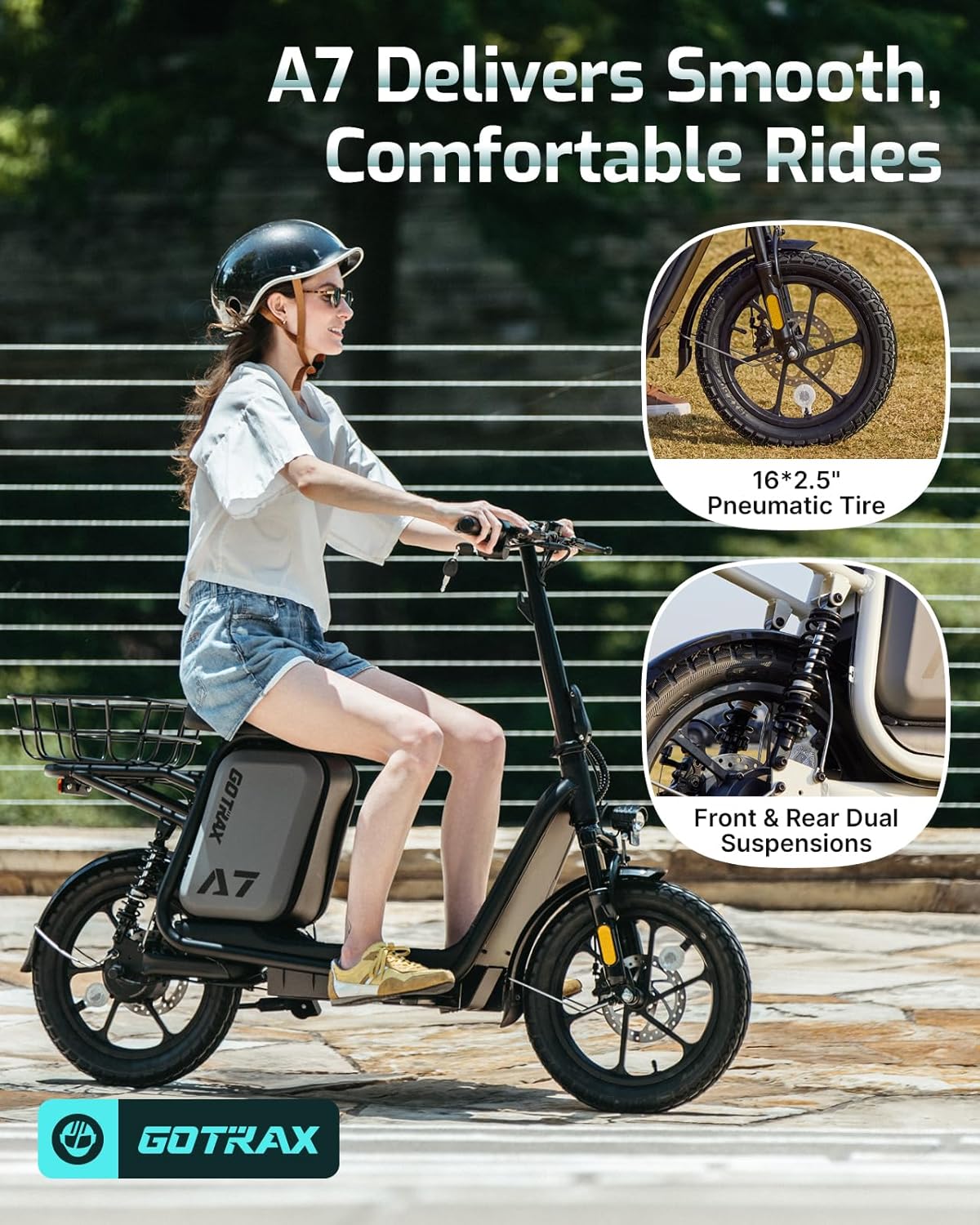 Gotrax Adult Electric Scooter with Seat, Max 19-25miles Range, 15.5-20mph Power by 350W-500W Motor, All-Terrain Tire & Wider Deck & Soft Cushioning Seat with Carry Basket