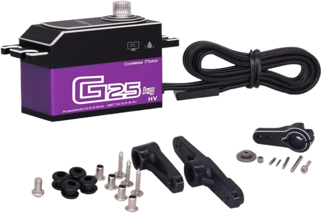 25KG Coreless Servo High Torque Aluminum Shell Metal Gear Waterproof 1:10 Short Body