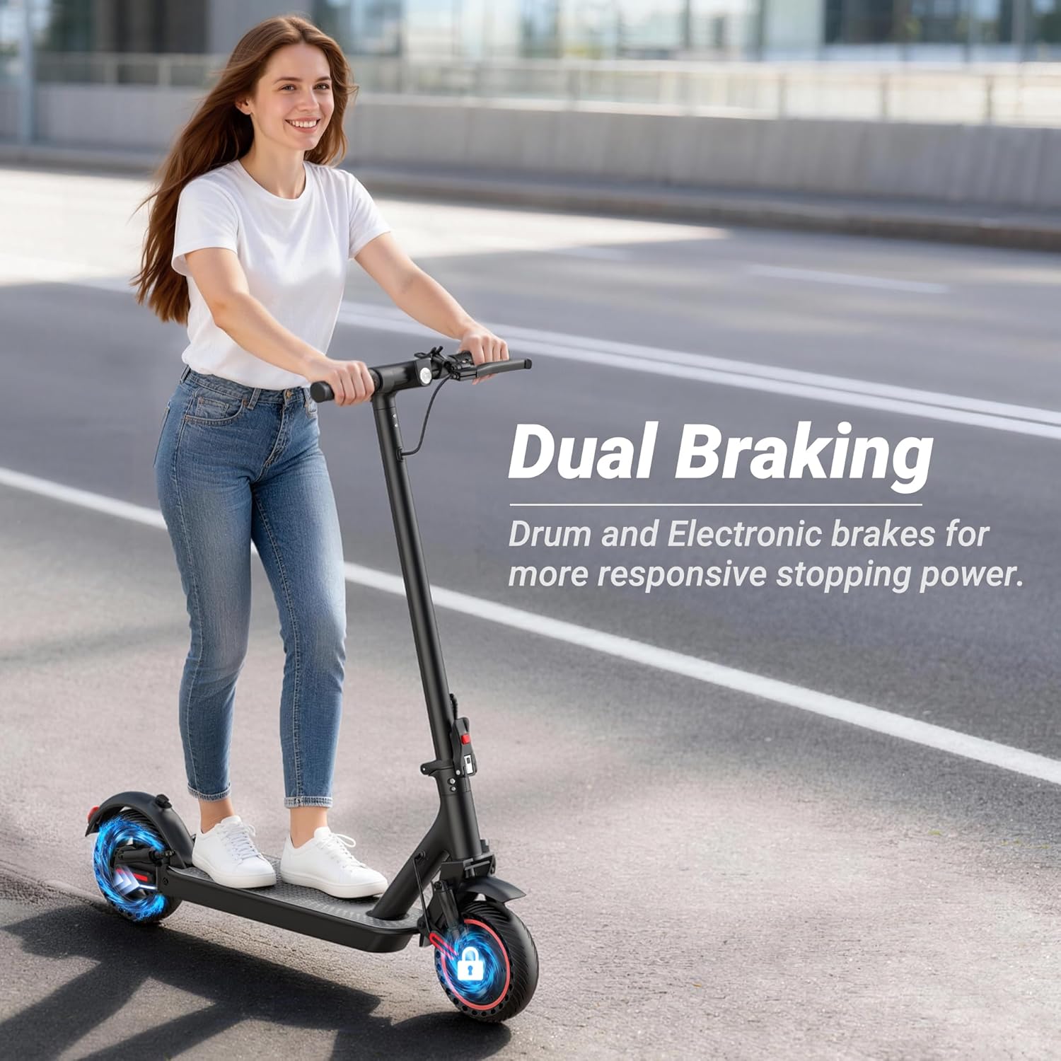 Electric Scooter for Adults, 350/500W Motor, 19/22MPH, 21/31 Miles Max Range, Dual Suspension, 8.5/10