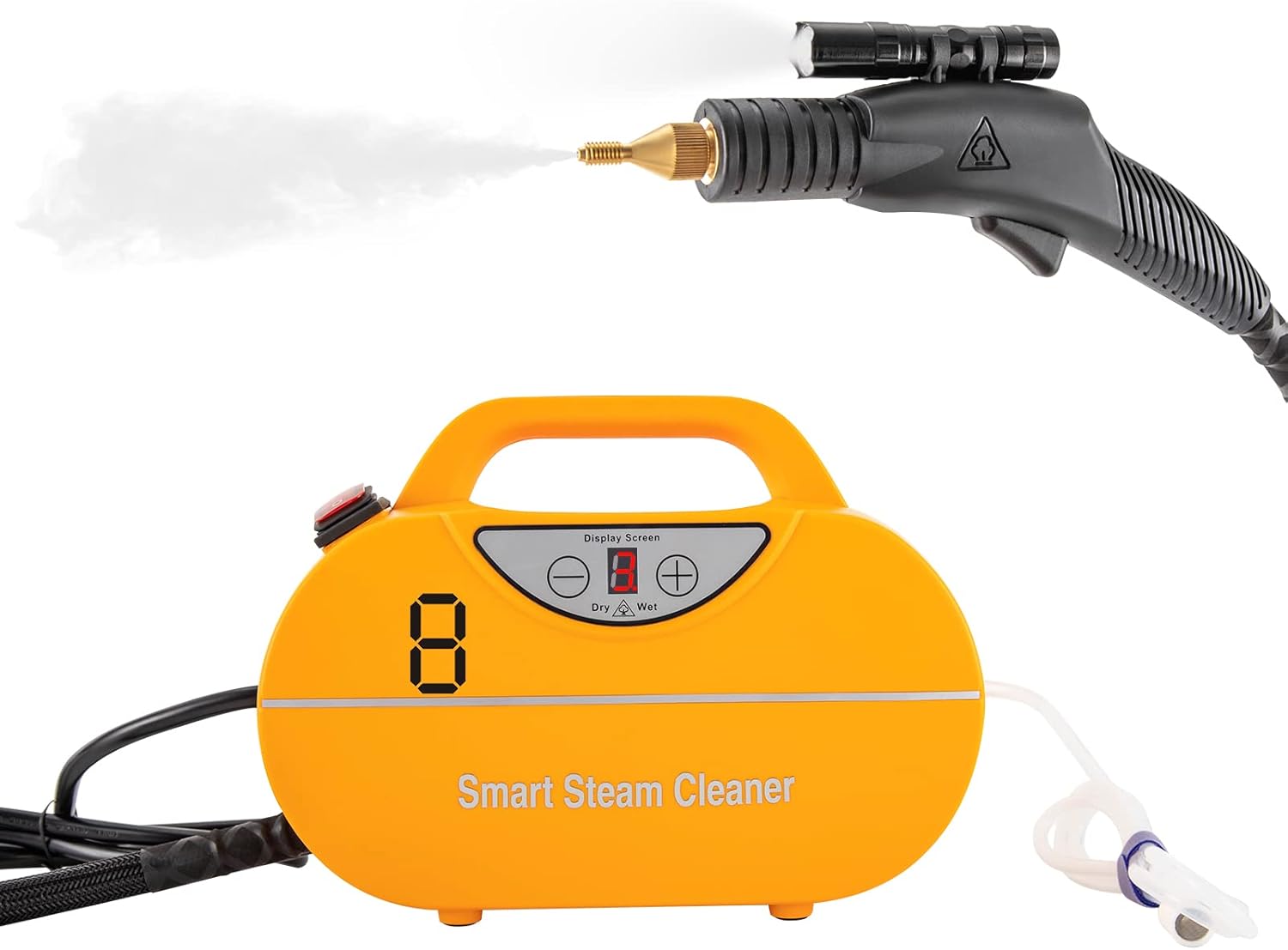 1800W Handheld Steam Cleaner, 0.3-0.6Mpa High Pressure On-Demand Steam Cleaner for Home Use Wet and Dry Adjustable Multi-Purpose Car Steam Detailing Cleaners (Yellow)