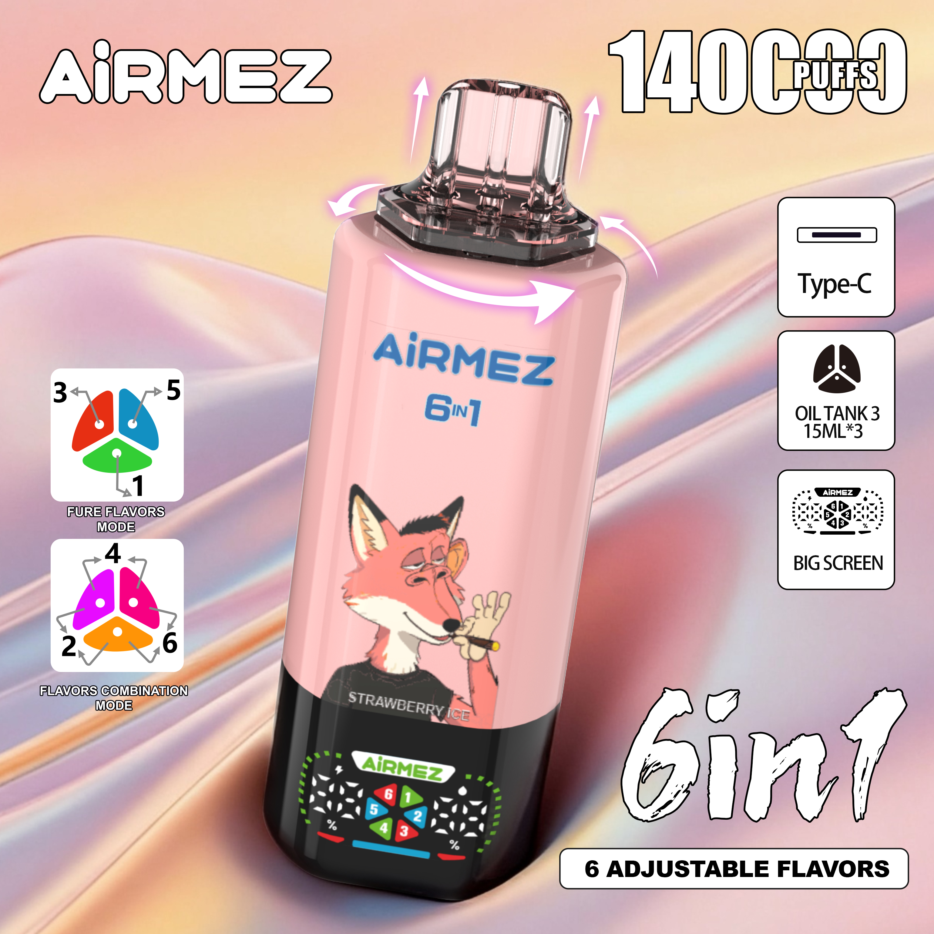 🔥AIRMEZ FOX 140K 6 in 1 (5pcs) - MYEU VAPES