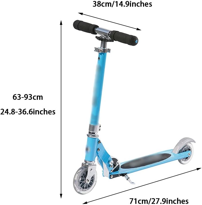 Scooters Folding Kick Scooter Retractable Youth Pro Scooter, Beginner 2 Wheel Kick Scooter, Lightweight Scooter (Color : Light Blue, Size : 71 * 38 * 63-93cm)