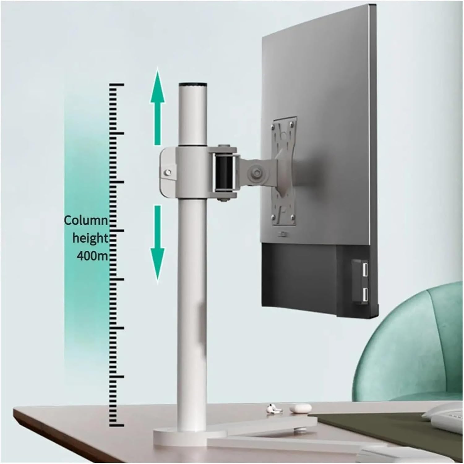 17-32 inch desktop monitor stand with a load capacity of 8KG, white, LED LCD screen stand, monitor stand with 400mm lift and 180° rotation and anti-droop design