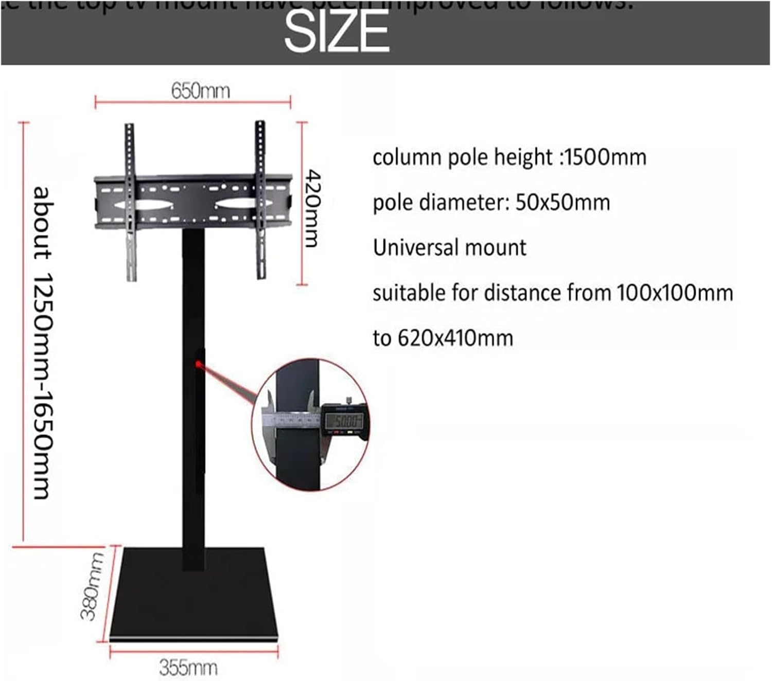 1500mm high Steel Front and Rear tilt, up and Down Swivel Full Motion 10