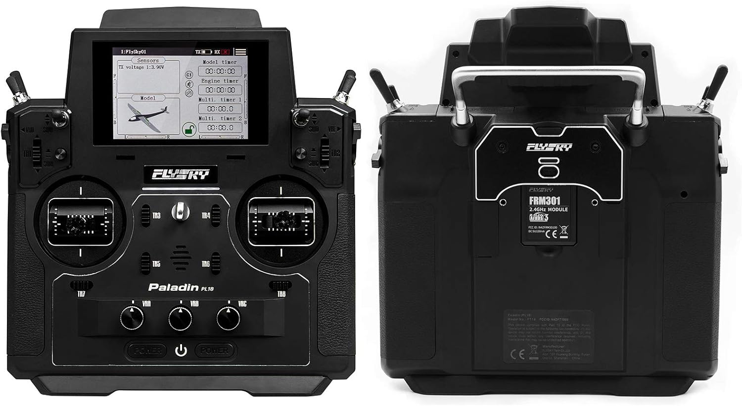 GoolRC Flysky Paladin PL18 2.4GHz 18CH Radio Transmitter with FS-FTr10 and FTr16S Receiver for RC FPV Racing Drone Airplane Helicopter Multicopter Engineering Vehicle - Mode 2 (Left Hand Throttle)