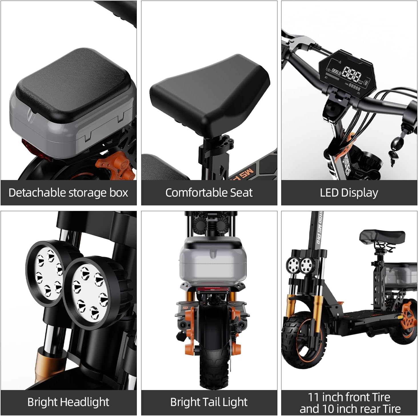 Ruitoo® Electric Scooter, 1000W/1600W/5600W Motor, Off Road Electric Scrooter Adults, 27/32/34/47Mph Top Speed, 28/35/44/50/53 Miles Max Range, Foldable E-Scooter Support Return