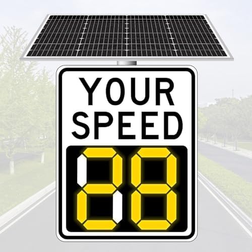 Solar LED Speed Limit Sign - Radar Vehicle Feedback Display, Waterproof Traffic Warning for 4 Lanes, Road Safety Signage 50x70cm/20x27 -, Bright, Easy Installation