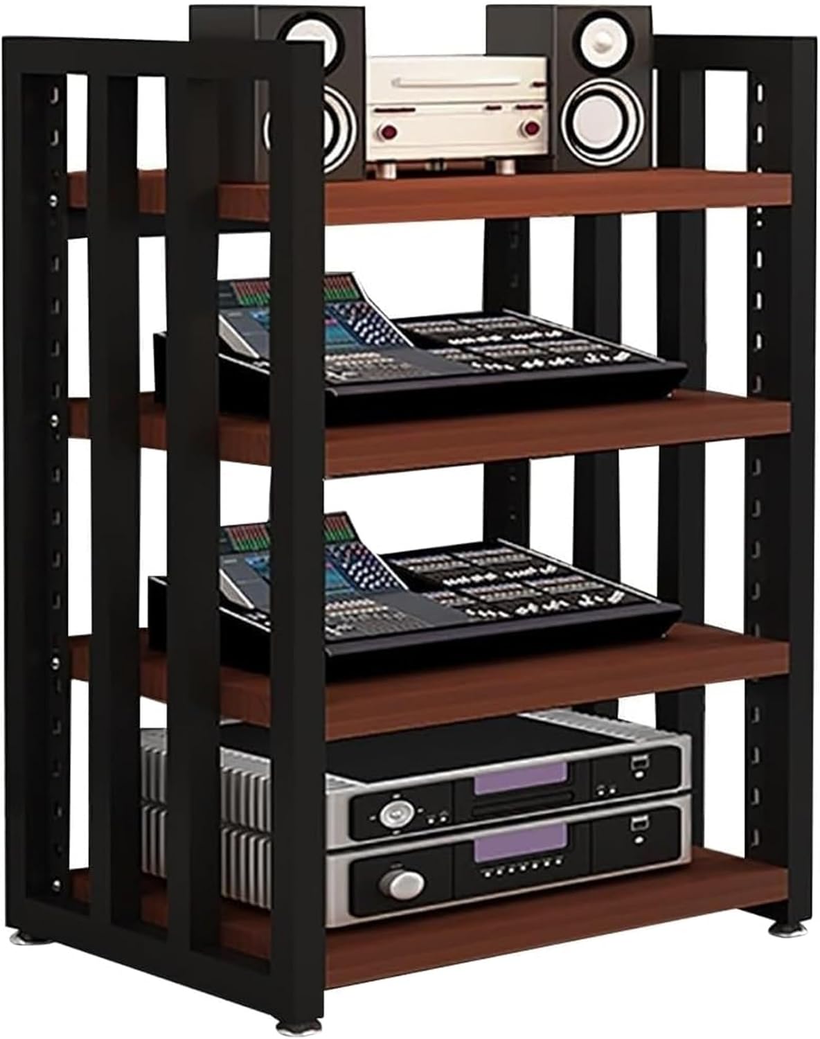 4-Tier AV Media Stand Adjustable Audio Rack Tower for Entertainment System Recording Hifi Storage Shelf Long-Lasting(Burst)