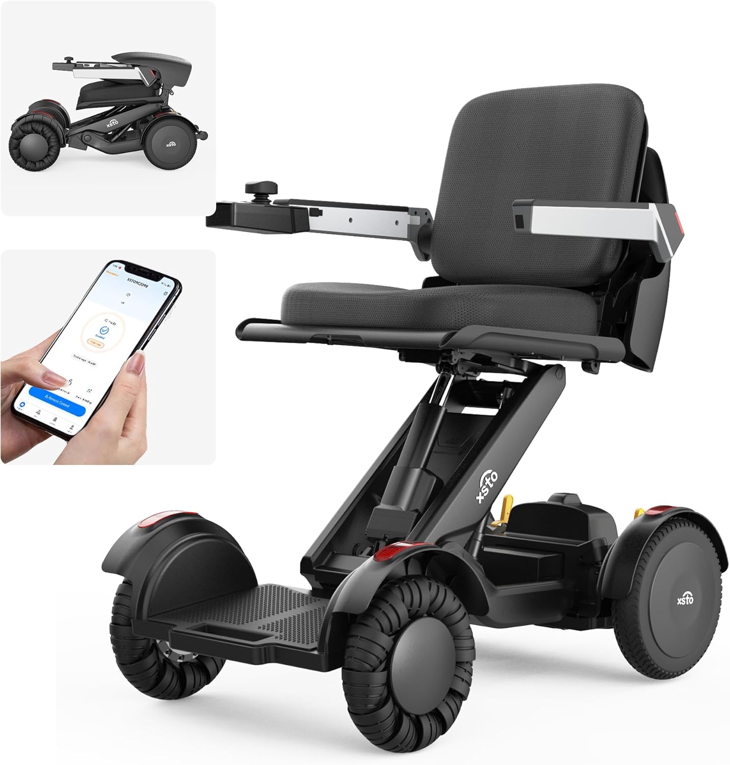 M4 Intelligent Electric Wheelchair, Automatic Self-Balancing, Remote Control, Height Adjustable, Foldable Portable Motorized Mobility Scooter