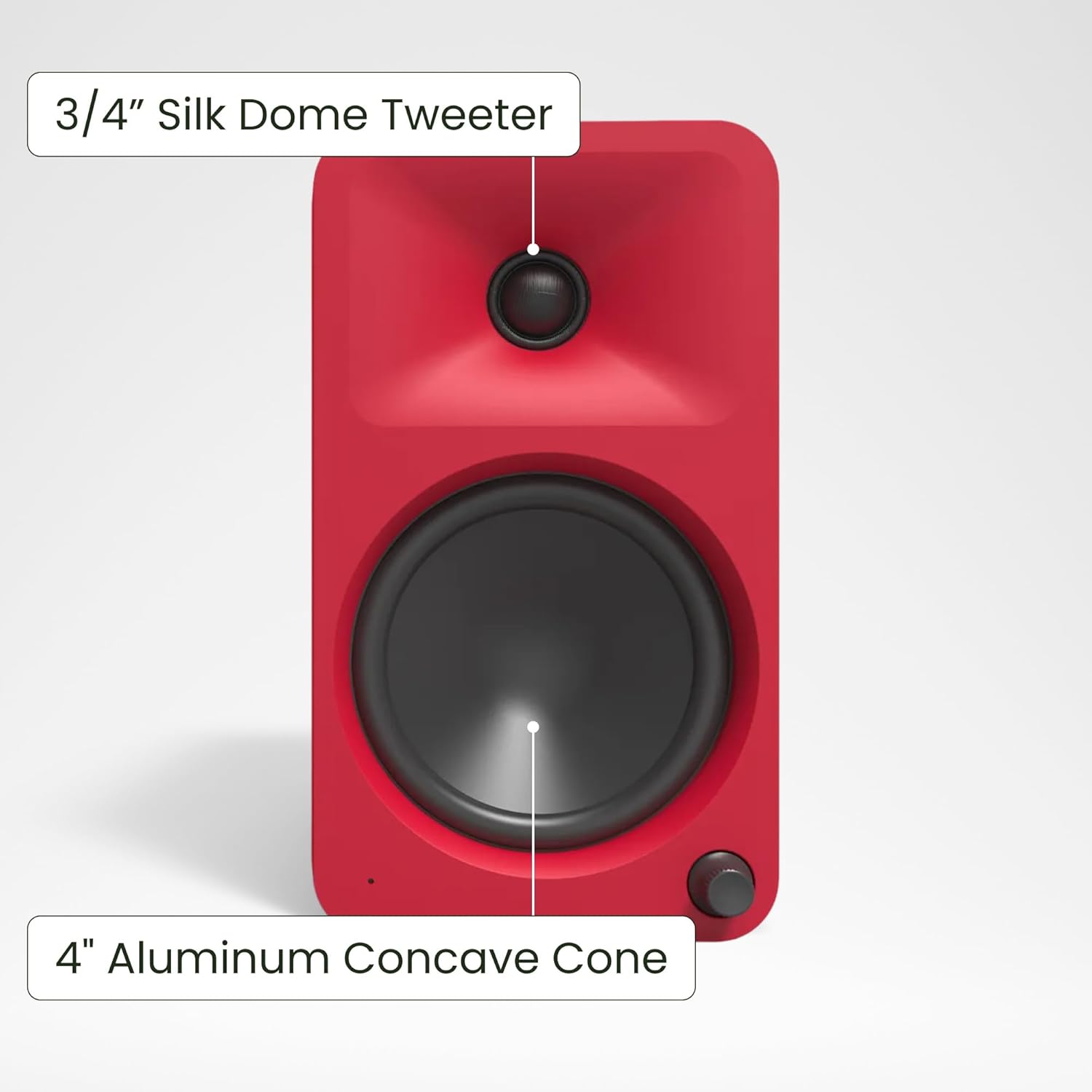 Kanto ORA4 140W Powered Reference Speakers with Bluetooth 5.0 and USB-C Input | 4” Woofers with Deep Bass Extension | Bi-Amplified | 80 Hz Automatic Crossover | Reference Quality Sound | Pair | Red