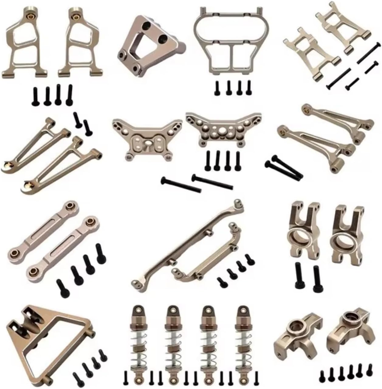 RC Models Parts For MJX 14211 1/14 RC Car Accessories Metal Upgrade Modified Vulnerable Parts Replace Kit(Champagne)