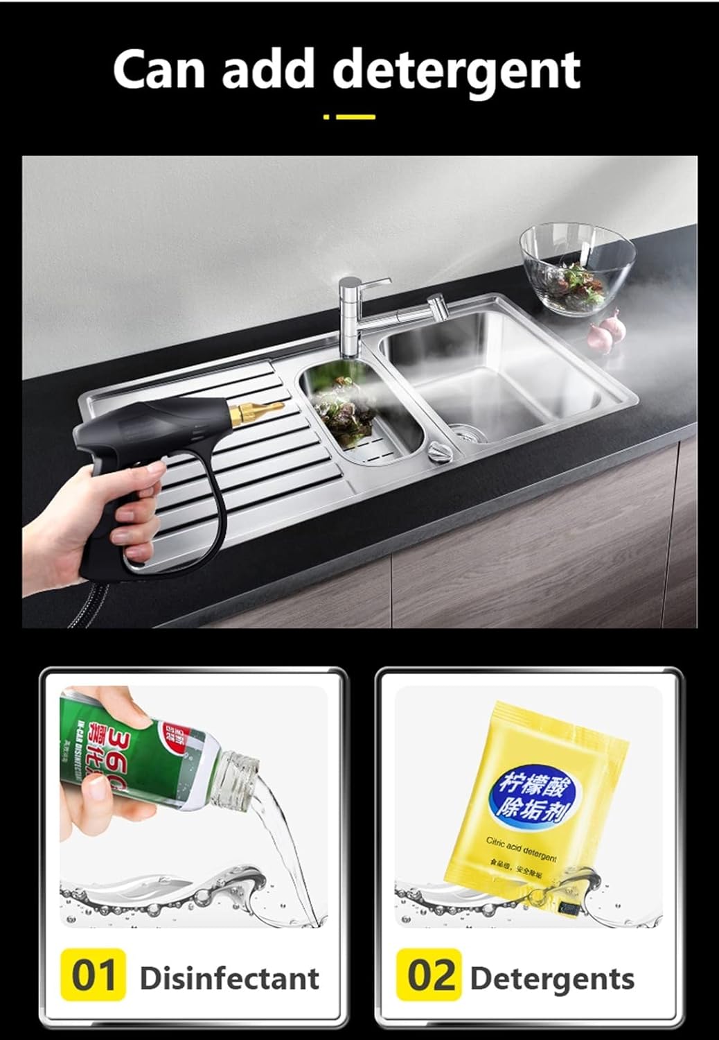 Lifyn2 Steam Cleaning Household Electric Steam Cleaner 3000W 4.5Bar High Temperature and Pressure Air Conditioner Range Hood Car Cleaning