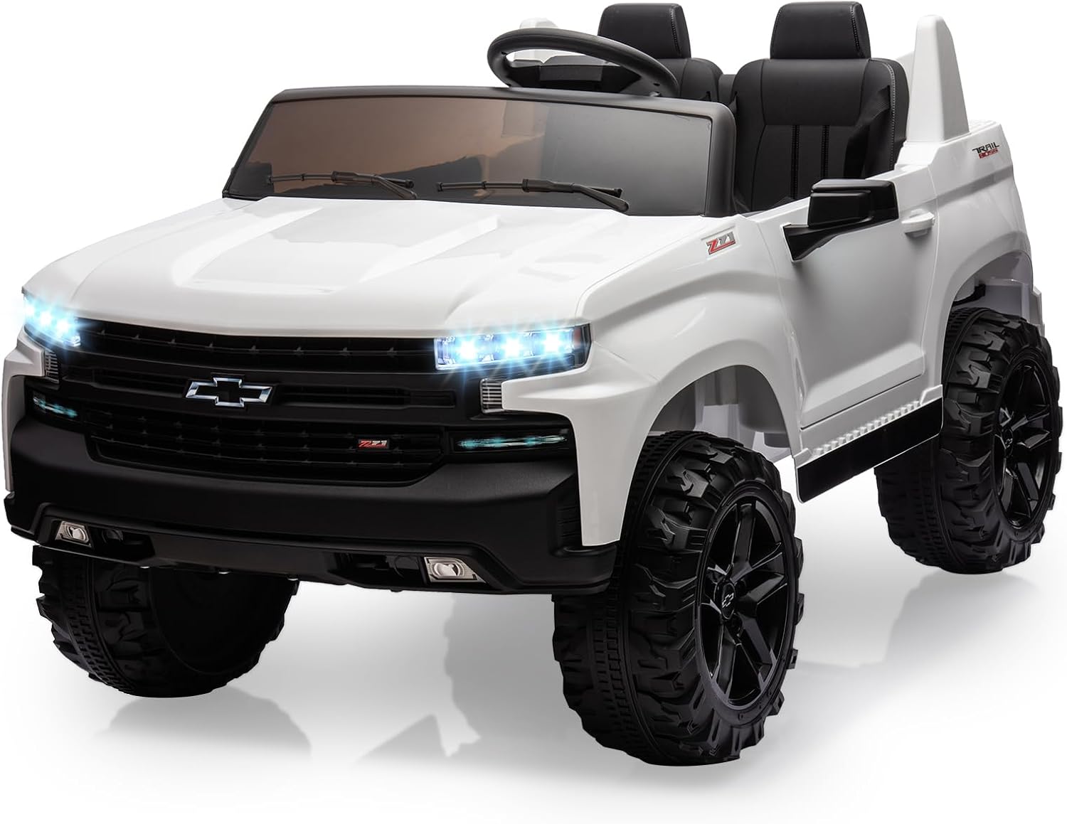 Ride on Truck for Kids, 24v 2-Seater Licensed Chevrolet Silverado with Parent Remote, 3 Speeds, 4×Spring Suspension, Wireless Music & MP3, Battery Powered Electric Vehicle Gift