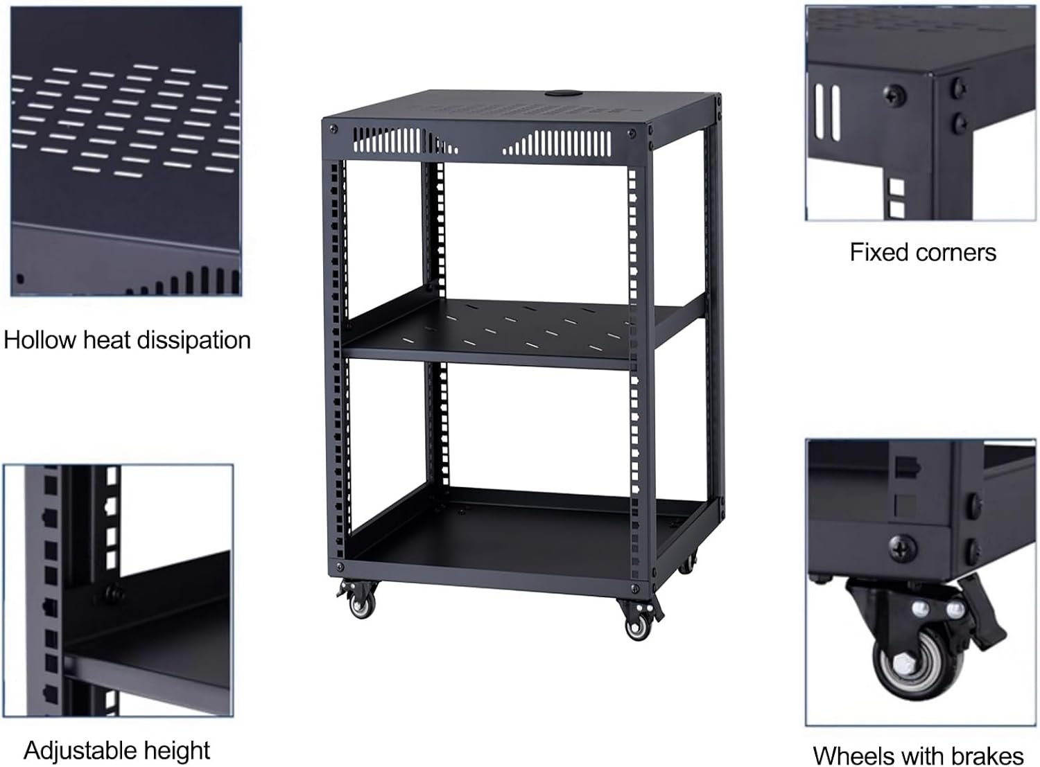 ZIHESY Audio Rack Tower AV Media Stand Audio Stand with Wheel