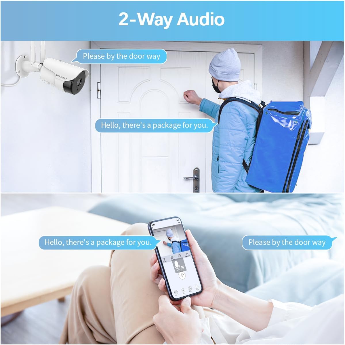 WEILAILIFE 【2-Way Audio & Dual Antenna Enhanced】 90ft Night Vision Outdoor Wireless Security Camera System, Wireless Surveillance Camera System, WiFi Video Surveillance, Home Security Cameras