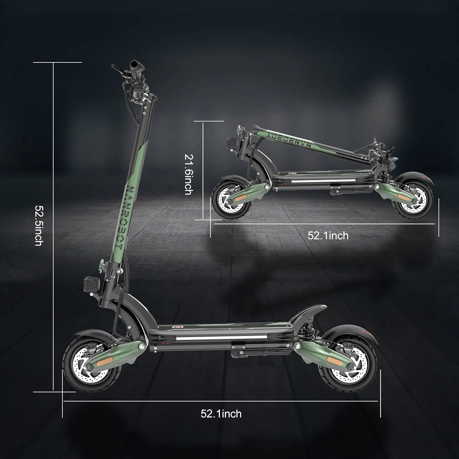 NANROBOT D6+ Lightning H1 Electric Scooter Adults 3000W Dual Motors 45 MPH Top Speed 75/40/18 Miles Long Range Fast Electric Scooter 10